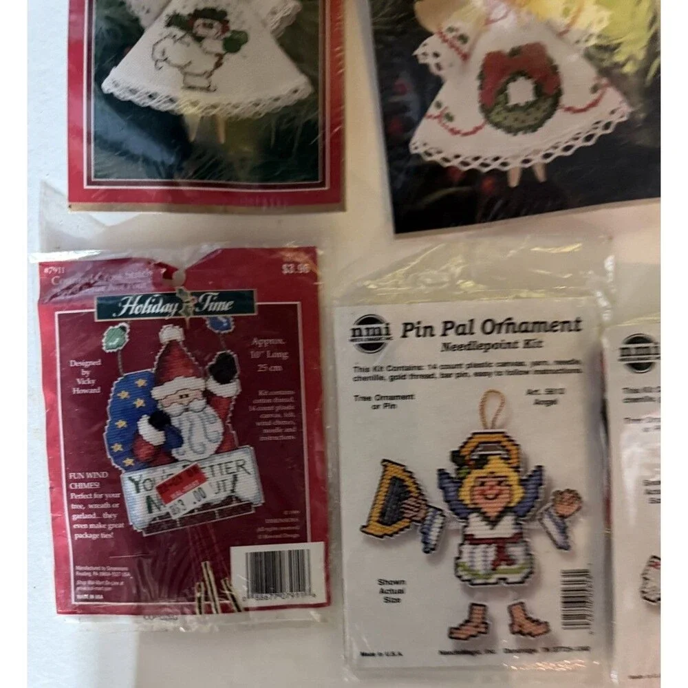 Vtg Cross Stitch Set Of 15 Christmas Themed Holiday Sets